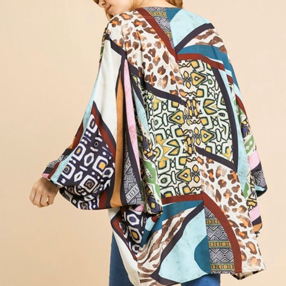 Mixed pattern Kimono